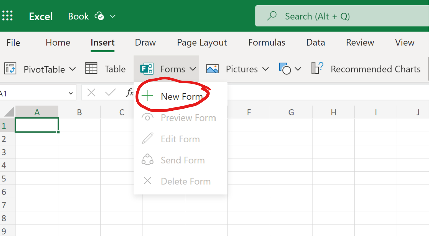 2. Make life easier: Create a MS Form in an Excel sheet!